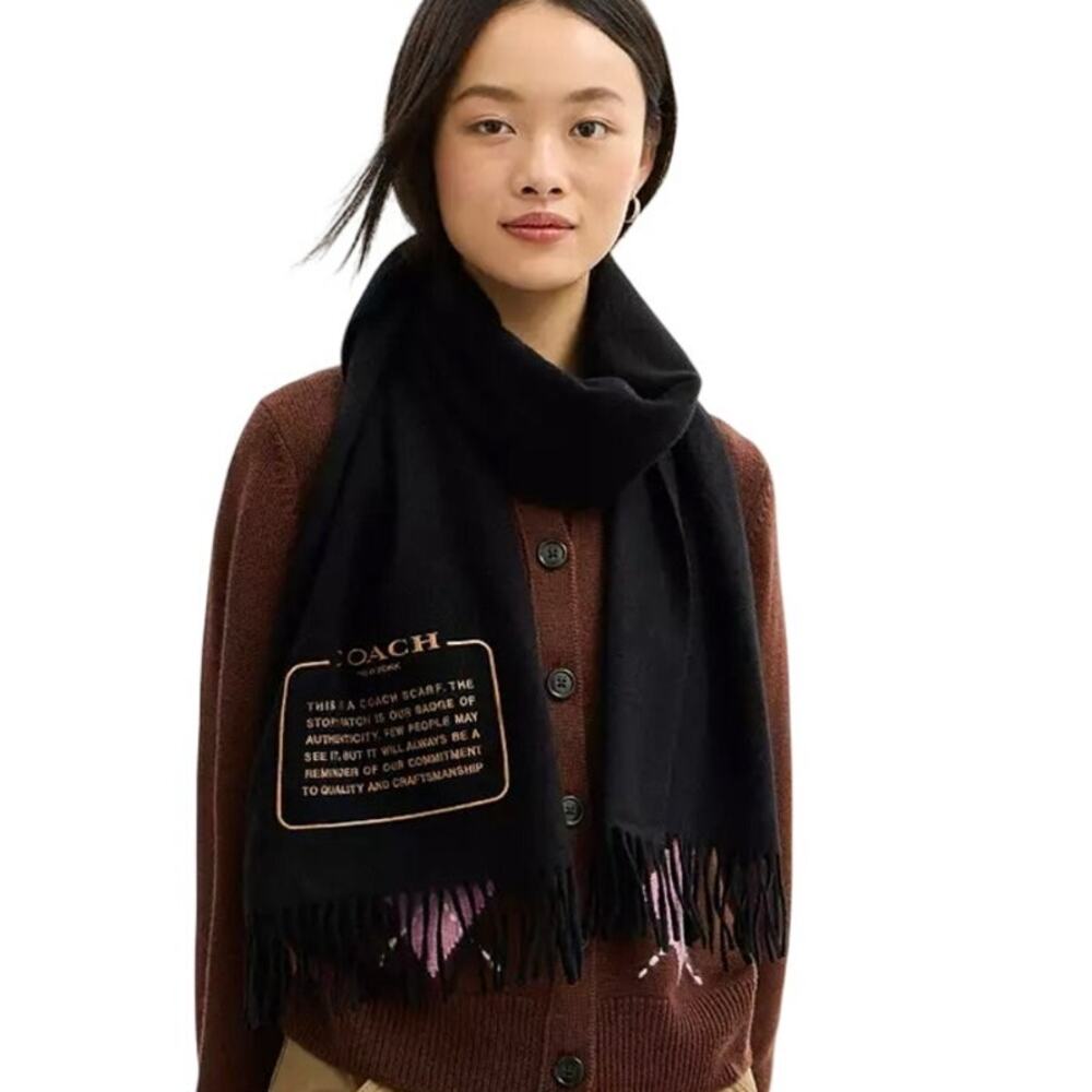 Coach Embroidered Patch Cashmere Muffler NWT - Picture 2 of 3